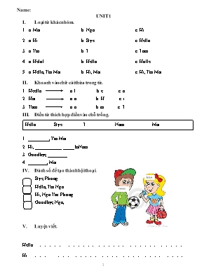 Bài tập Unit 1, 2 môn Tiếng Anh 3